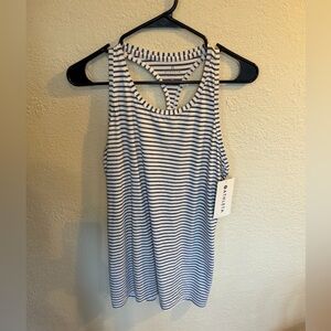 Athleta Striped Racerback Tank Top in White and Navy